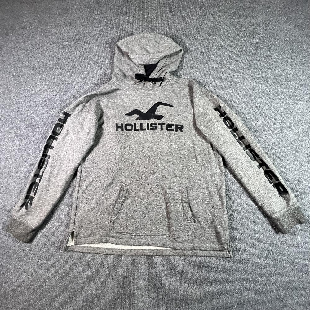 Hollister Hoodie Mens L Gray Cotton Fleece Lined Training Pullover 322F2066